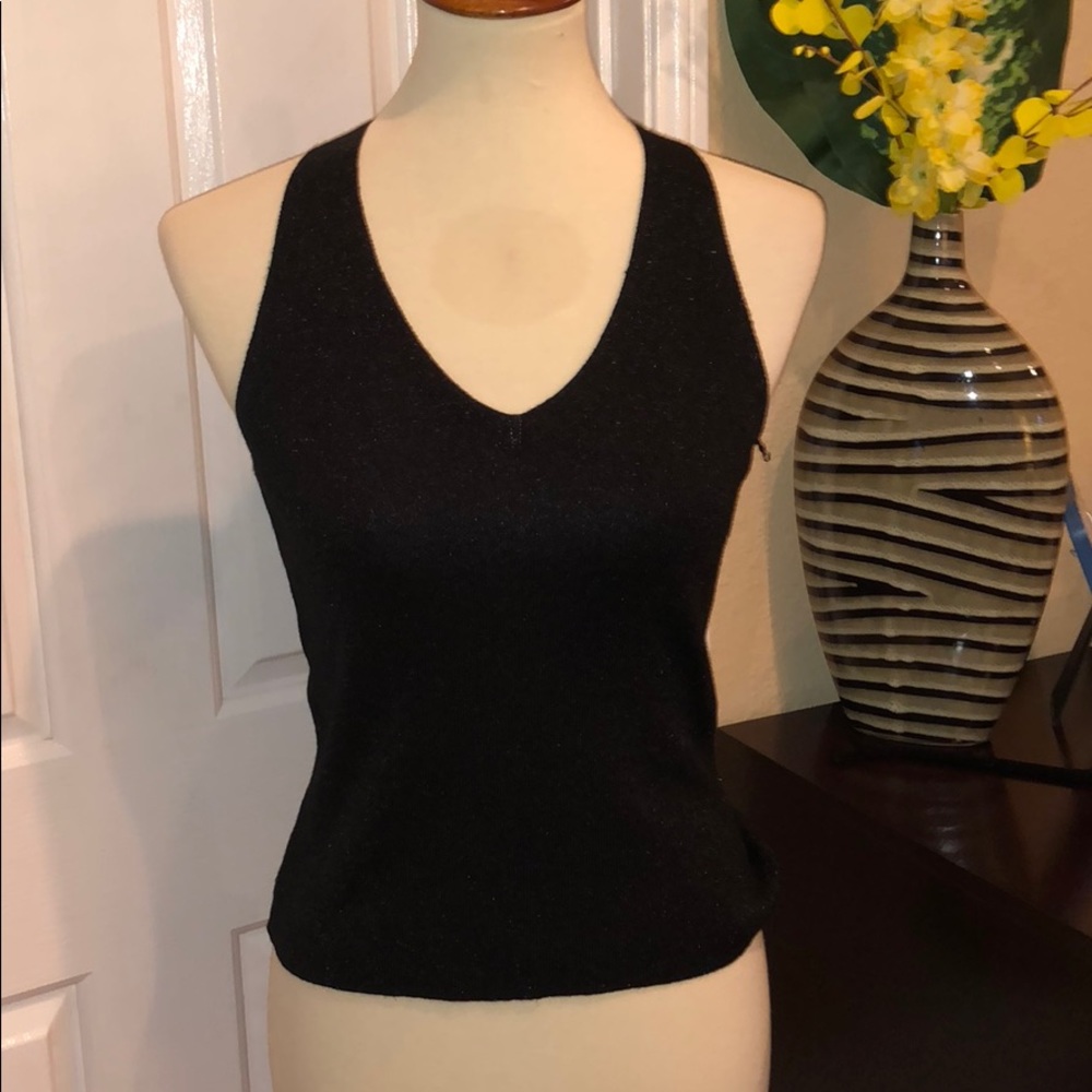 INC BLACK GLITTERY RACERBACK TOP